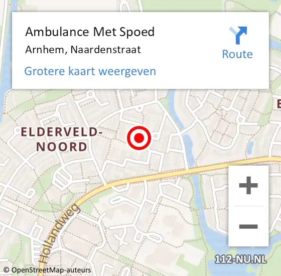 Locatie op kaart van de 112 melding: Ambulance Met Spoed Naar Arnhem, Naardenstraat op 26 juli 2021 12:40