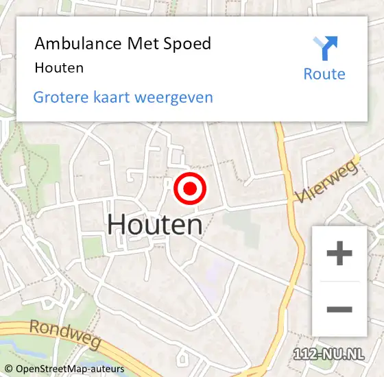 Locatie op kaart van de 112 melding: Ambulance Met Spoed Naar Houten op 26 juli 2021 12:43