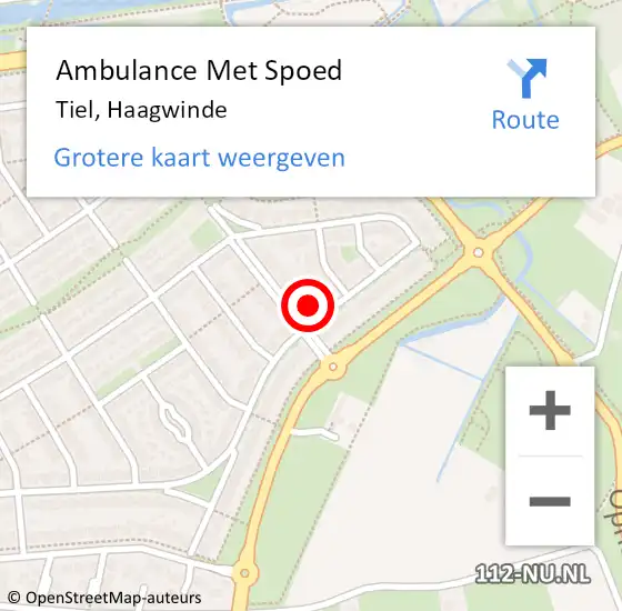 Locatie op kaart van de 112 melding: Ambulance Met Spoed Naar Tiel, Haagwinde op 26 juli 2021 12:44