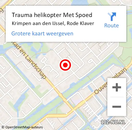 Locatie op kaart van de 112 melding: Trauma helikopter Met Spoed Naar Krimpen aan den IJssel, Rode Klaver op 26 juli 2021 13:16