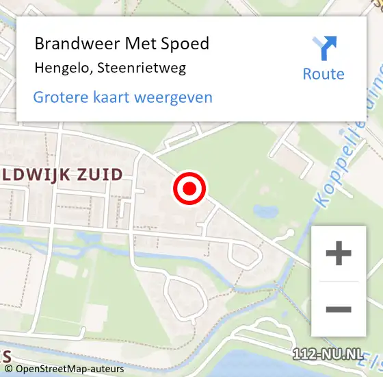 Locatie op kaart van de 112 melding: Brandweer Met Spoed Naar Hengelo, Steenrietweg op 26 juli 2021 13:28