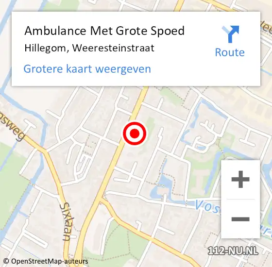 Locatie op kaart van de 112 melding: Ambulance Met Grote Spoed Naar Hillegom, Weeresteinstraat op 26 juli 2021 13:30