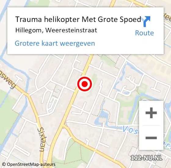 Locatie op kaart van de 112 melding: Trauma helikopter Met Grote Spoed Naar Hillegom, Weeresteinstraat op 26 juli 2021 13:33