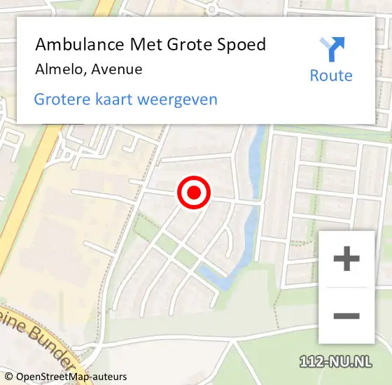 Locatie op kaart van de 112 melding: Ambulance Met Grote Spoed Naar Almelo, Avenue op 26 juli 2021 13:42