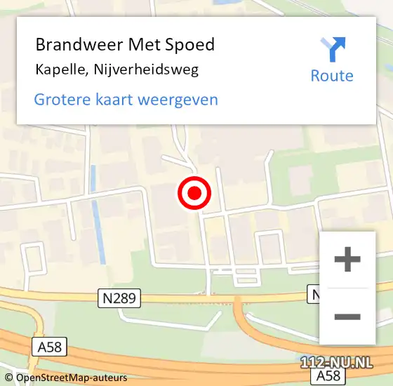 Locatie op kaart van de 112 melding: Brandweer Met Spoed Naar Kapelle, Nijverheidsweg op 26 juli 2021 13:50