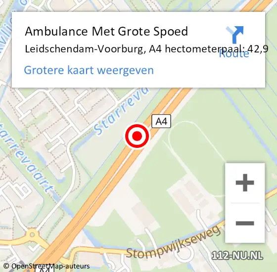 Locatie op kaart van de 112 melding: Ambulance Met Grote Spoed Naar Leidschendam-Voorburg, A4 hectometerpaal: 42,9 op 26 juli 2021 14:04