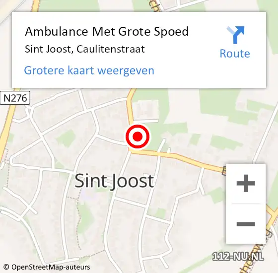 Locatie op kaart van de 112 melding: Ambulance Met Grote Spoed Naar Sint Joost, Caulitenstraat op 17 juni 2014 18:12