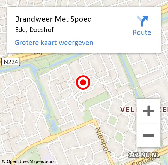 Locatie op kaart van de 112 melding: Brandweer Met Spoed Naar Ede, Doeshof op 26 juli 2021 14:19