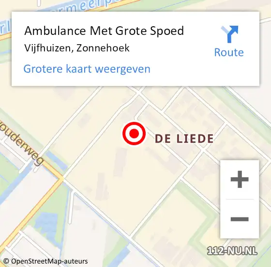 Locatie op kaart van de 112 melding: Ambulance Met Grote Spoed Naar Vijfhuizen, Zonnehoek op 26 juli 2021 14:28