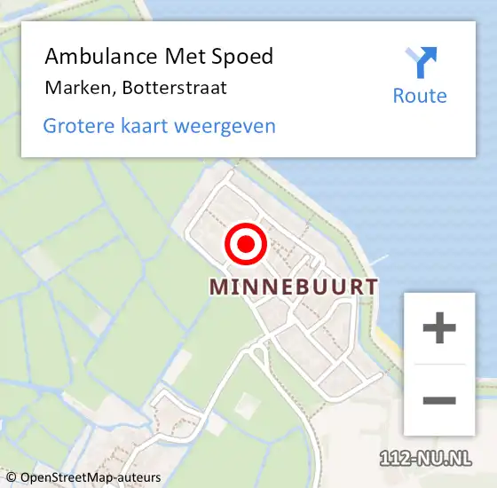 Locatie op kaart van de 112 melding: Ambulance Met Spoed Naar Marken, Botterstraat op 26 juli 2021 14:49