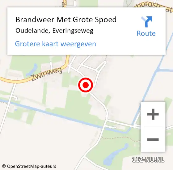 Locatie op kaart van de 112 melding: Brandweer Met Grote Spoed Naar Oudelande, Everingseweg op 26 juli 2021 14:52