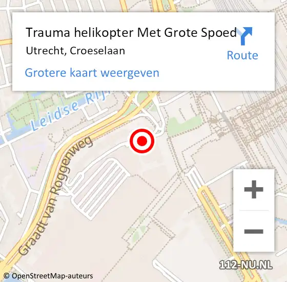 Locatie op kaart van de 112 melding: Trauma helikopter Met Grote Spoed Naar Utrecht, Croeselaan op 26 juli 2021 15:09
