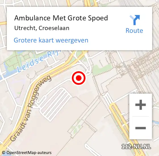 Locatie op kaart van de 112 melding: Ambulance Met Grote Spoed Naar Utrecht, Croeselaan op 26 juli 2021 15:09