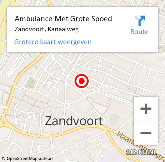 Locatie op kaart van de 112 melding: Ambulance Met Grote Spoed Naar Zandvoort, Kanaalweg op 26 juli 2021 15:12