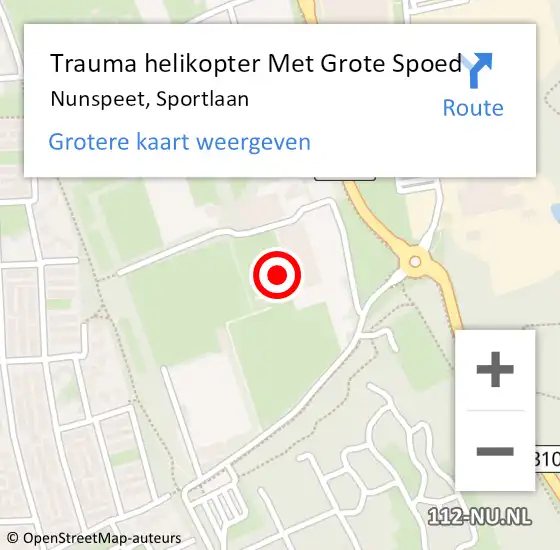 Locatie op kaart van de 112 melding: Trauma helikopter Met Grote Spoed Naar Nunspeet, Sportlaan op 26 juli 2021 15:24
