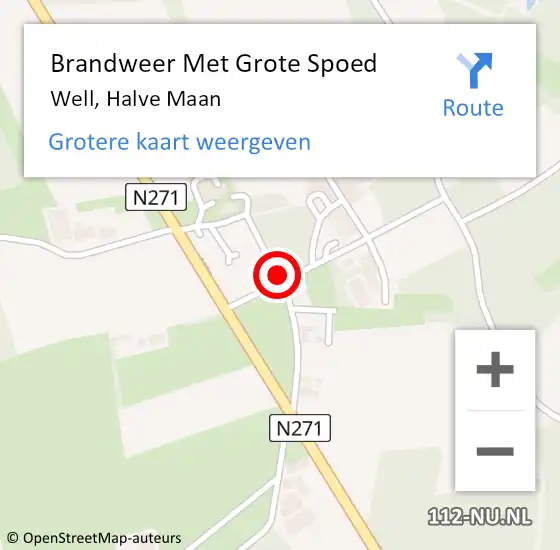 Locatie op kaart van de 112 melding: Brandweer Met Grote Spoed Naar Well, Halve Maan op 26 juli 2021 15:34