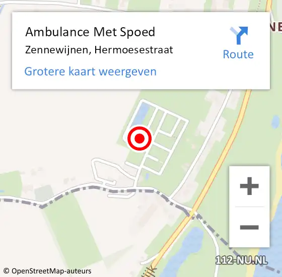 Locatie op kaart van de 112 melding: Ambulance Met Spoed Naar Zennewijnen, Hermoesestraat op 26 juli 2021 15:40