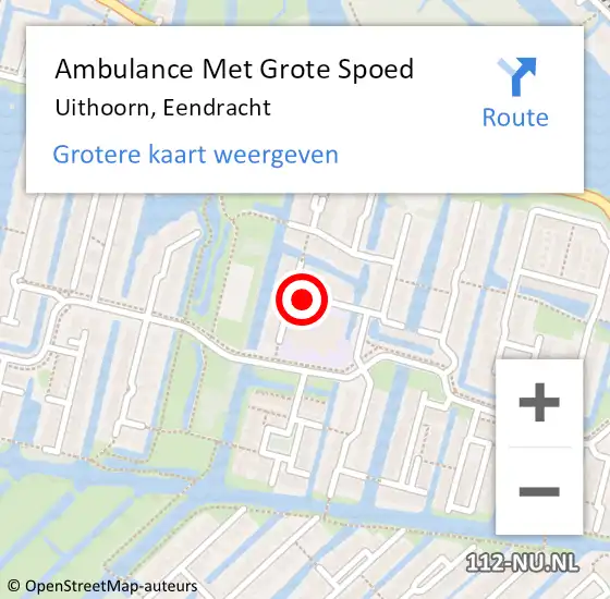 Locatie op kaart van de 112 melding: Ambulance Met Grote Spoed Naar Uithoorn, Eendracht op 26 juli 2021 15:54