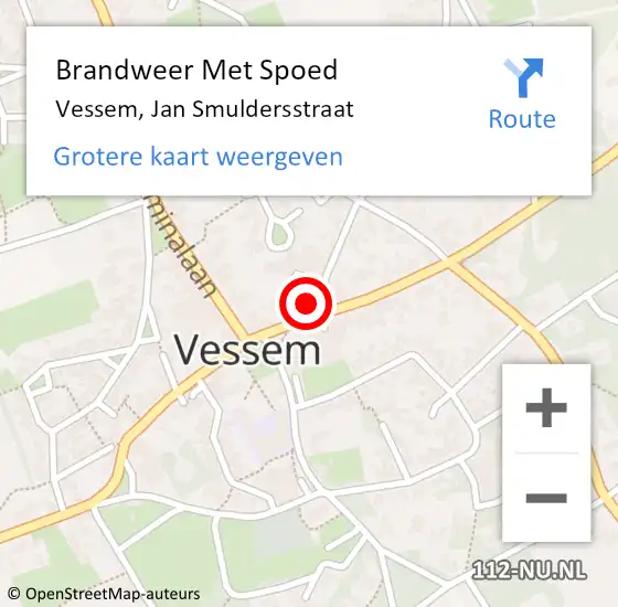 Locatie op kaart van de 112 melding: Brandweer Met Spoed Naar Vessem, Jan Smuldersstraat op 26 juli 2021 16:40