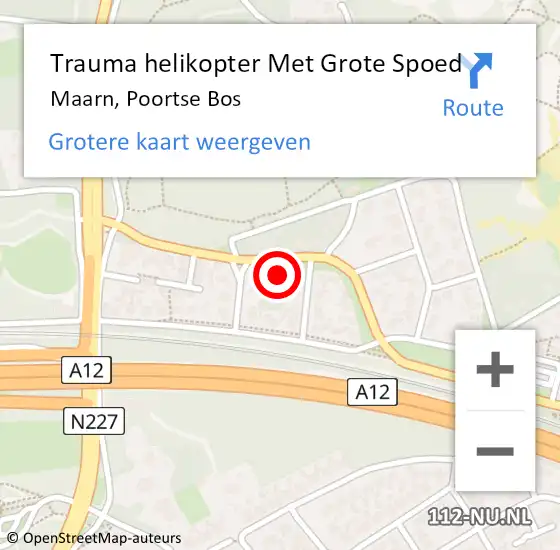 Locatie op kaart van de 112 melding: Trauma helikopter Met Grote Spoed Naar Maarn, Poortse Bos op 26 juli 2021 16:47