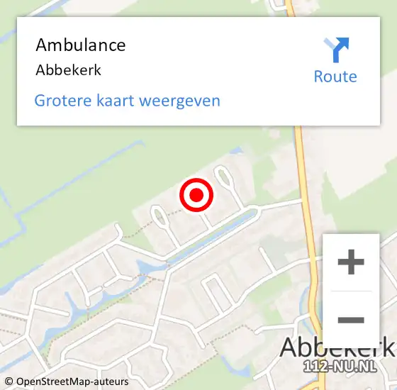 Locatie op kaart van de 112 melding: Ambulance Abbekerk op 26 juli 2021 16:54