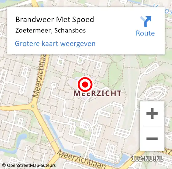 Locatie op kaart van de 112 melding: Brandweer Met Spoed Naar Zoetermeer, Schansbos op 26 juli 2021 17:01