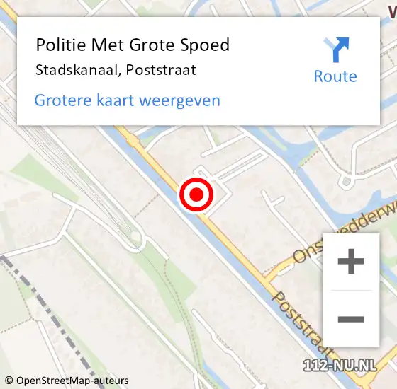 Locatie op kaart van de 112 melding: Politie Met Grote Spoed Naar Stadskanaal, Poststraat op 26 juli 2021 17:08
