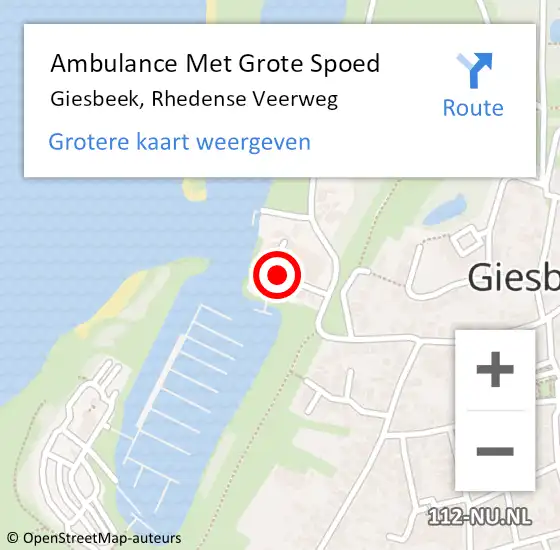 Locatie op kaart van de 112 melding: Ambulance Met Grote Spoed Naar Giesbeek, Rhedense Veerweg op 26 juli 2021 17:20