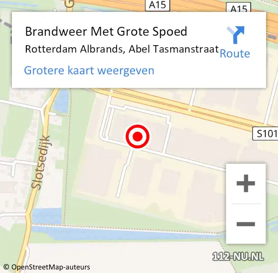 Locatie op kaart van de 112 melding: Brandweer Met Grote Spoed Naar Rotterdam Albrands, Abel Tasmanstraat op 26 juli 2021 17:26