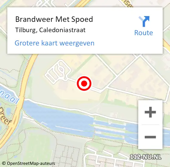 Locatie op kaart van de 112 melding: Brandweer Met Spoed Naar Tilburg, Caledoniastraat op 26 juli 2021 17:27