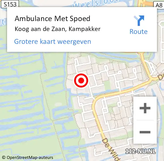 Locatie op kaart van de 112 melding: Ambulance Met Spoed Naar Koog aan de Zaan, Kampakker op 26 juli 2021 17:30