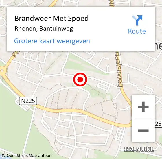 Locatie op kaart van de 112 melding: Brandweer Met Spoed Naar Rhenen, Bantuinweg op 26 juli 2021 17:30
