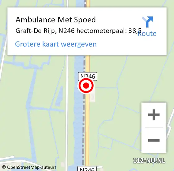 Locatie op kaart van de 112 melding: Ambulance Met Spoed Naar Graft-De Rijp, N246 hectometerpaal: 38,5 op 26 juli 2021 17:33