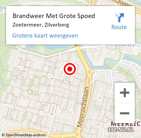 Locatie op kaart van de 112 melding: Brandweer Met Grote Spoed Naar Zoetermeer, Zilverberg op 26 juli 2021 17:42