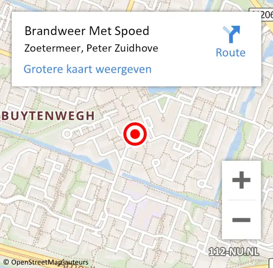 Locatie op kaart van de 112 melding: Brandweer Met Spoed Naar Zoetermeer, Peter Zuidhove op 26 juli 2021 18:47