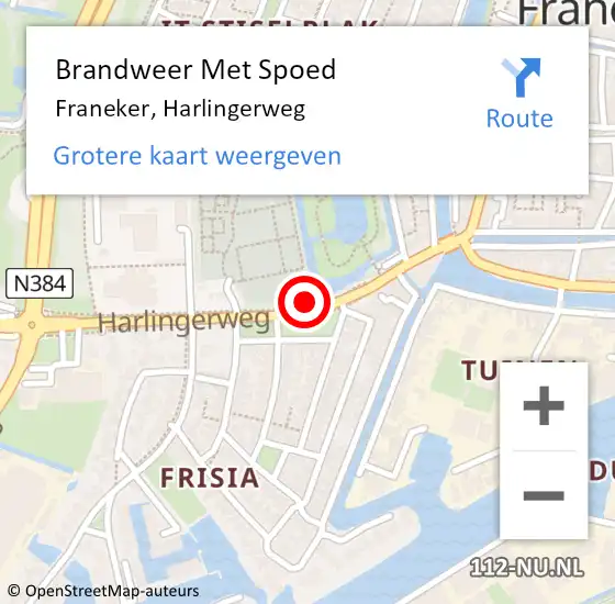 Locatie op kaart van de 112 melding: Brandweer Met Spoed Naar Franeker, Harlingerweg op 26 juli 2021 18:48