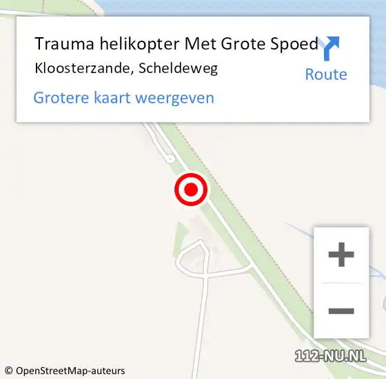 Locatie op kaart van de 112 melding: Trauma helikopter Met Grote Spoed Naar Kloosterzande, Scheldeweg op 26 juli 2021 19:00