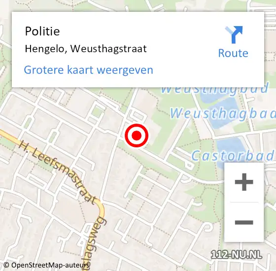 Locatie op kaart van de 112 melding: Politie Hengelo, Weusthagstraat op 26 juli 2021 19:05