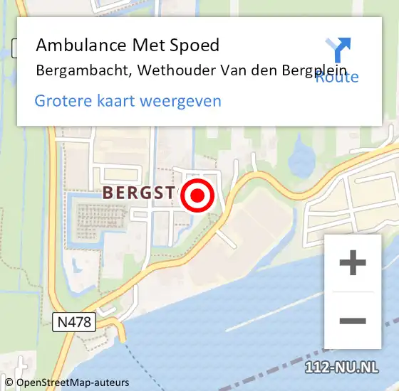 Locatie op kaart van de 112 melding: Ambulance Met Spoed Naar Bergambacht, Wethouder Van den Bergplein op 26 juli 2021 19:27
