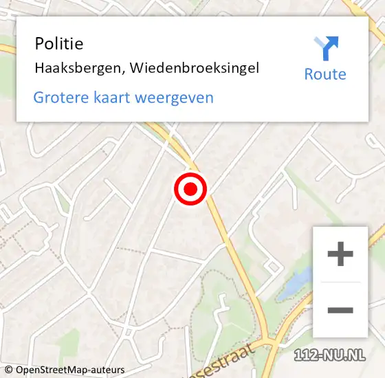 Locatie op kaart van de 112 melding: Politie Haaksbergen, Wiedenbroeksingel op 26 juli 2021 19:28