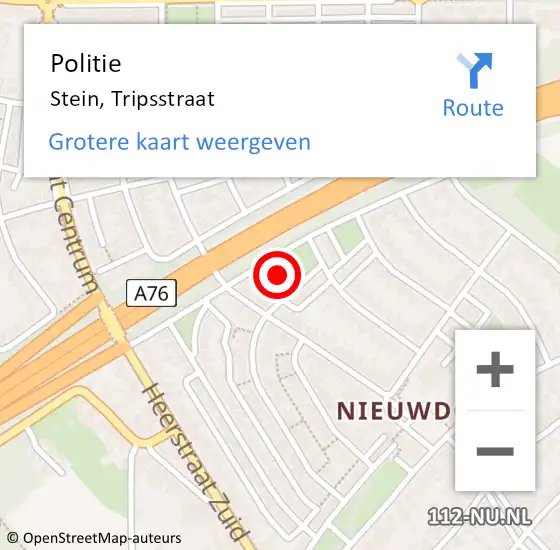 Locatie op kaart van de 112 melding: Politie Stein, Tripsstraat op 26 juli 2021 19:39