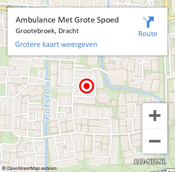 Locatie op kaart van de 112 melding: Ambulance Met Grote Spoed Naar Grootebroek, Dracht op 26 juli 2021 19:51