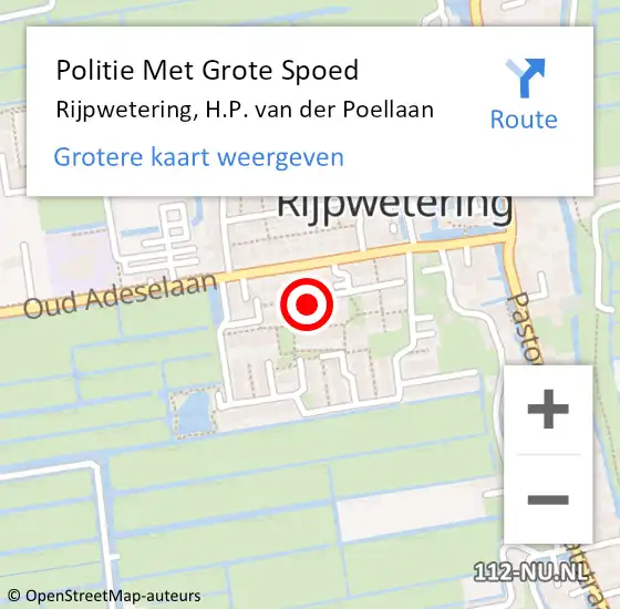 Locatie op kaart van de 112 melding: Politie Met Grote Spoed Naar Rijpwetering, H.P. van der Poellaan op 26 juli 2021 19:53