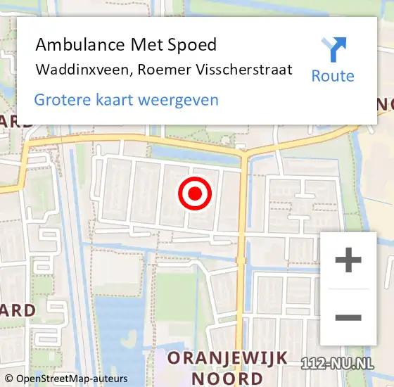 Locatie op kaart van de 112 melding: Ambulance Met Spoed Naar Waddinxveen, Roemer Visscherstraat op 26 juli 2021 19:54