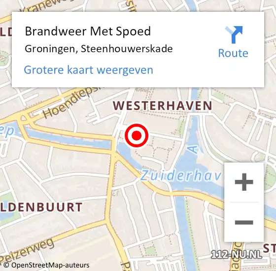 Locatie op kaart van de 112 melding: Brandweer Met Spoed Naar Groningen, Steenhouwerskade op 26 juli 2021 20:10