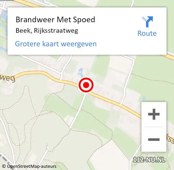 Locatie op kaart van de 112 melding: Brandweer Met Spoed Naar Beek, Rijksstraatweg op 26 juli 2021 20:46