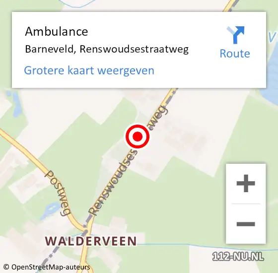 Locatie op kaart van de 112 melding: Ambulance Barneveld, Renswoudsestraatweg op 26 juli 2021 21:01