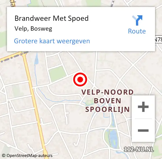 Locatie op kaart van de 112 melding: Brandweer Met Spoed Naar Velp, Bosweg op 26 juli 2021 21:02