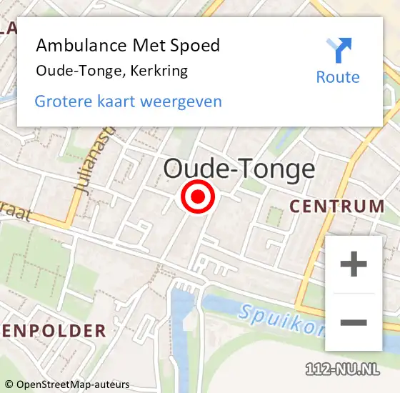 Locatie op kaart van de 112 melding: Ambulance Met Spoed Naar Oude-Tonge, Kerkring op 26 juli 2021 21:03