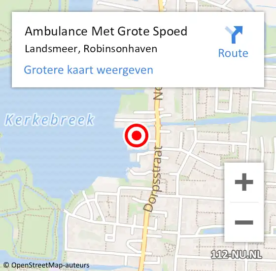 Locatie op kaart van de 112 melding: Ambulance Met Grote Spoed Naar Landsmeer, Robinsonhaven op 26 juli 2021 21:04